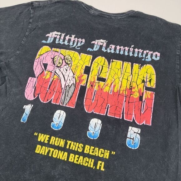 Duvin Design Filthy Flamingo‎ Surf Gang Graphic Tshirt Mens Size Large - Picture 9 of 9